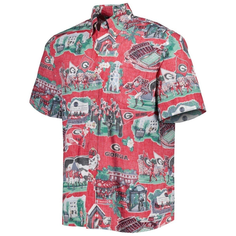 Reyn Spooner Georgia Bulldogs Hawaiian Shirt Men's Medium‎ NWT NCAA Button Down